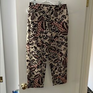 Chic Brown and Red and Beige Cropped Pants with Bold Pattern